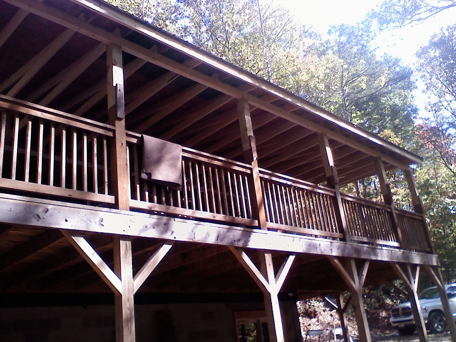 Timber framing under a new elevated porch and deck — Roof Leak Repair in Ponca by Roofing Brothers